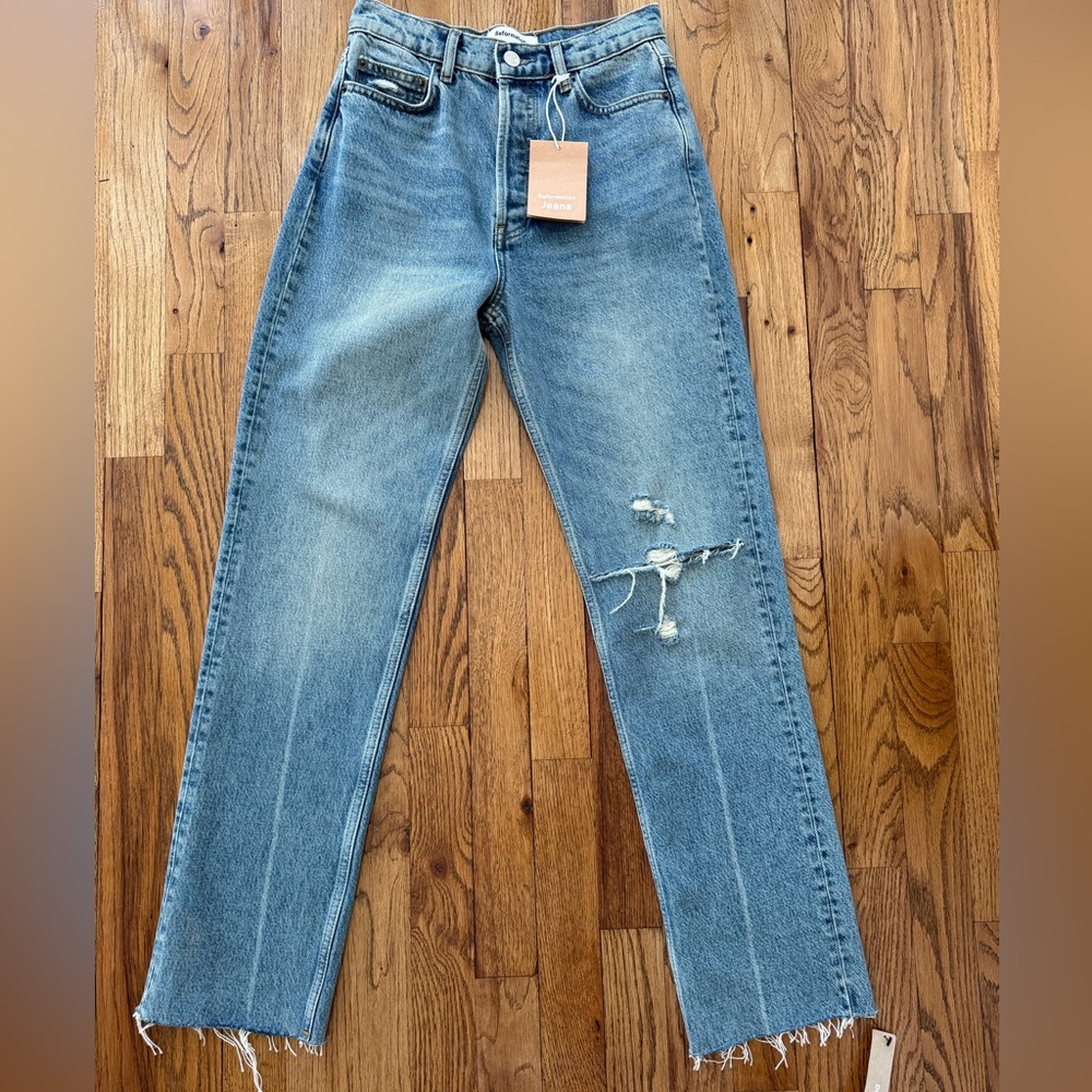 Brand New Reformation Marion Destroyed straight leg Denim Jeans size 23